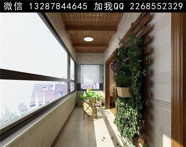 阳台花园设计案例效果图#(客厅)#(书房)#(阳台景观)#(阳台栏杆)
