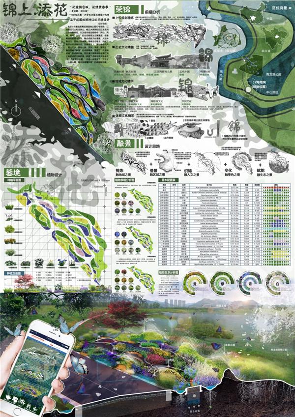 优秀奖：《锦上·添花》#2022成都大学生主题花境设计大赛 #花镜设计 #景观设计 