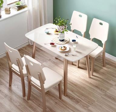 林氏木业  可折叠餐桌钢化玻璃实木脚圆餐桌#餐桌 