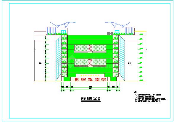非常详细的某学院入口大门台阶及值班室建筑设计CAD详图_3645045