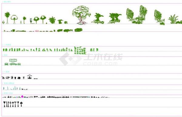 竖向植物cad图纸#植物dwg #免费cad植物素材 #免费dwg植物素材 