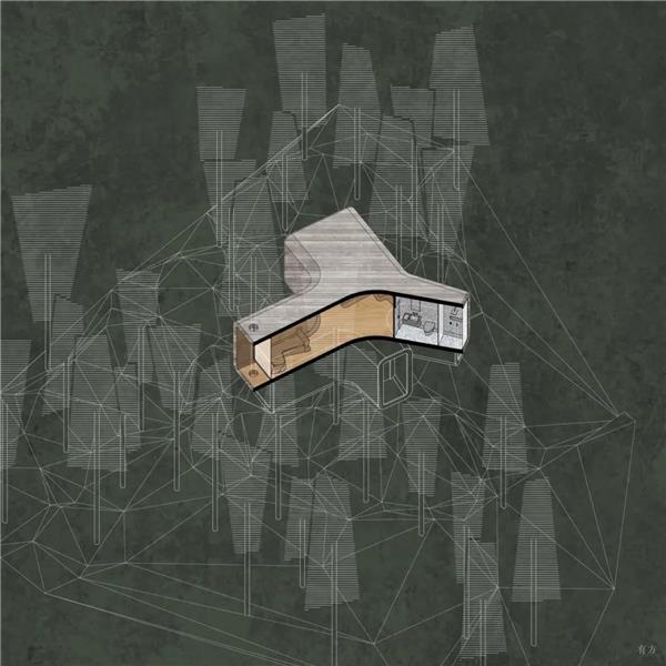 隐于山石的温泉小屋