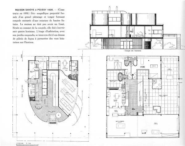 萨伏伊别墅及门卫室平立剖图#勒柯布西耶 #现代主义运动 #建筑大师作品 
