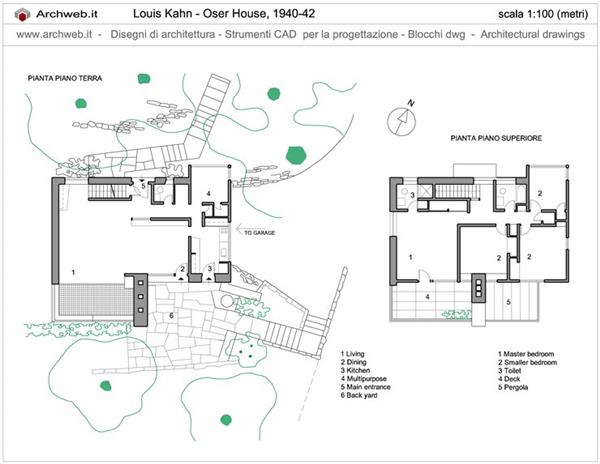 奥瑟住宅（The Oser House）平面图#路易斯康 #LouisIKahn #独栋住宅设计 