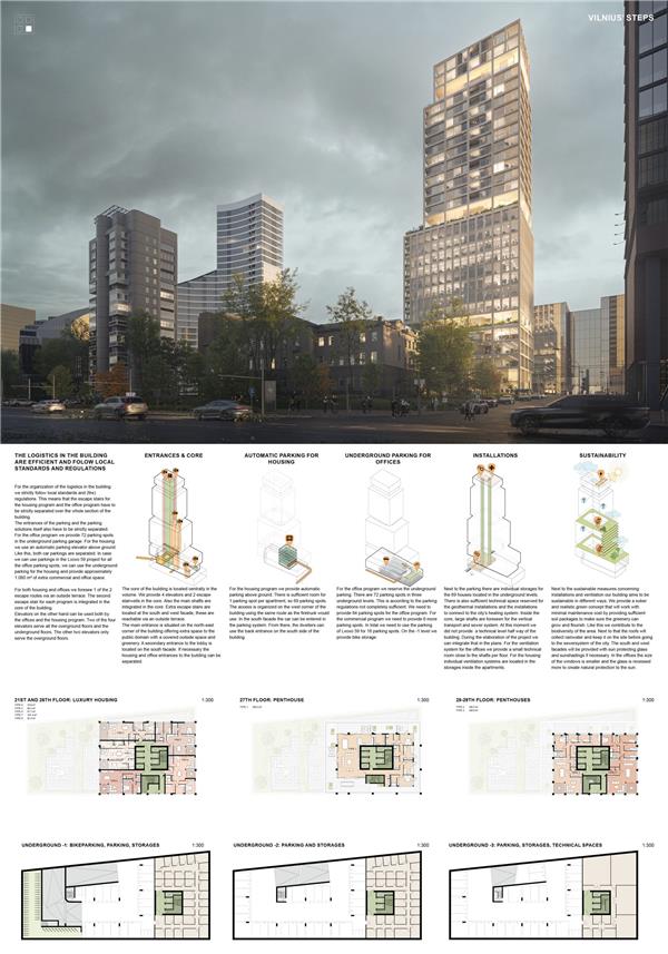 维尔纽斯 LVIVO 大街38号综合体大楼 VILNIUS’ STEPS / JDWA#综合体大楼 #综合体建筑设计 #超高层建筑设计 