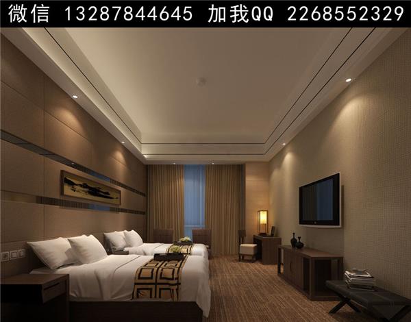 宾馆客房.酒店客房设计案例效果图#(书房)#(客厅)#(双床房)