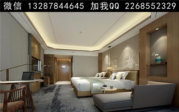 宾馆客房.酒店客房设计案例效果图#(书房)#(客厅)#(双床房)