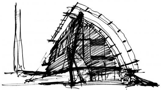 Tambore教堂#(建筑设计草图)#(建筑设计方案)#(建筑草图)#(建筑方案)#(设计草图)#(手绘剖面)#(手绘设计图)#(一点透视)