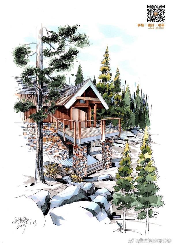 (马克笔建筑画)#(马克笔建筑手绘)#(建筑手绘表现)#(马克笔)#(马克