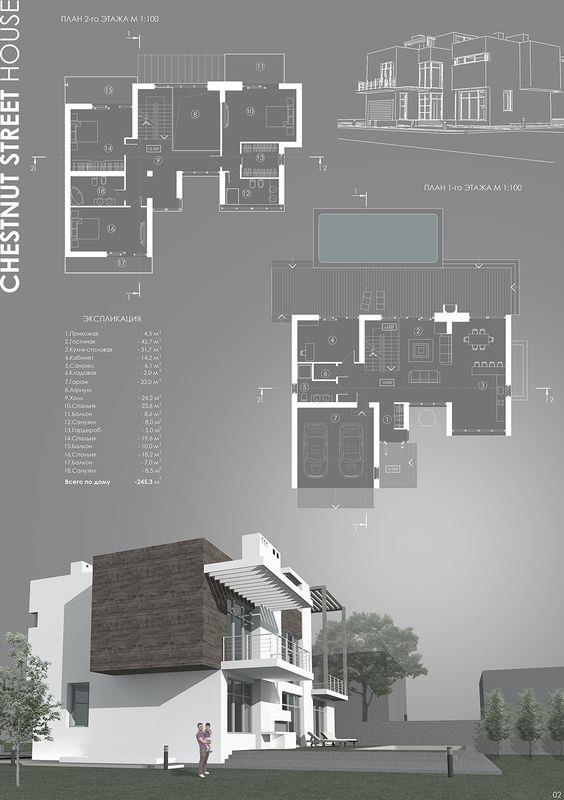 现代别墅平面和效果图设计案例_3757924