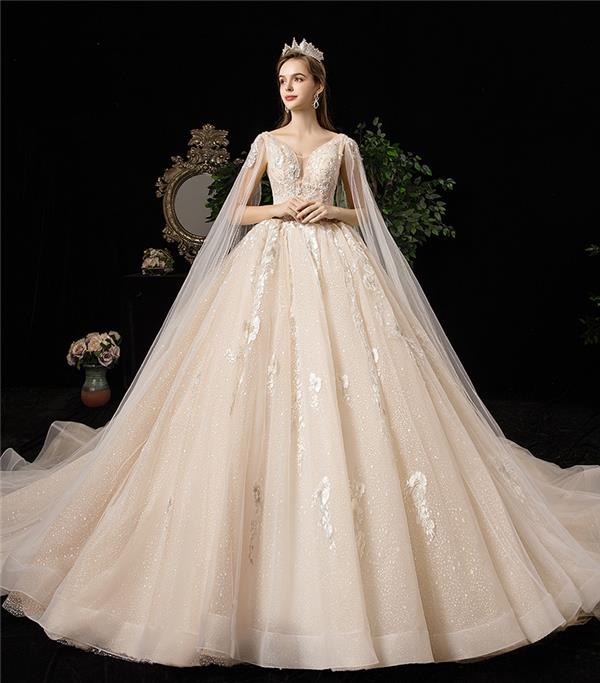 莎】赫本主婚纱礼服2019新款新娘大拖尾森系超仙梦幻星空婚纱豪华奢侈