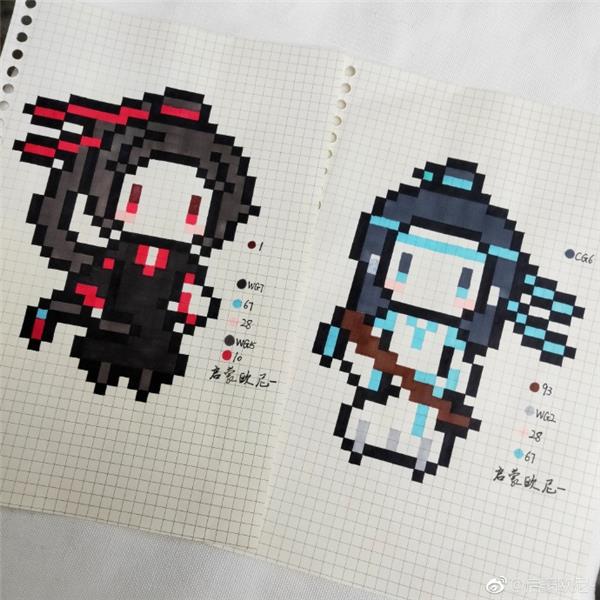 像素画)#(方格画)#(卡通画)#(启蒙欧尼-)#(马克笔画)#(魔道祖师)#(蓝