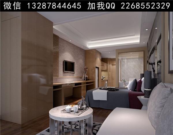 宾馆客房.酒店客房设计案例效果图#(书房)#(客厅)#(双床房)