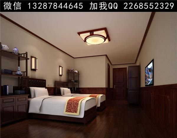宾馆客房.酒店客房设计案例效果图#(书房)#(客厅)#(双床房)