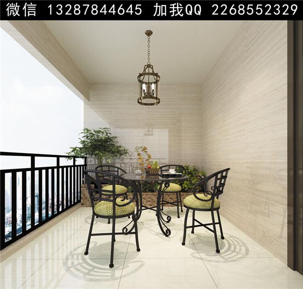 阳台花园设计案例效果图#(客厅)#(书房)#(阳台景观)#(阳台栏杆)