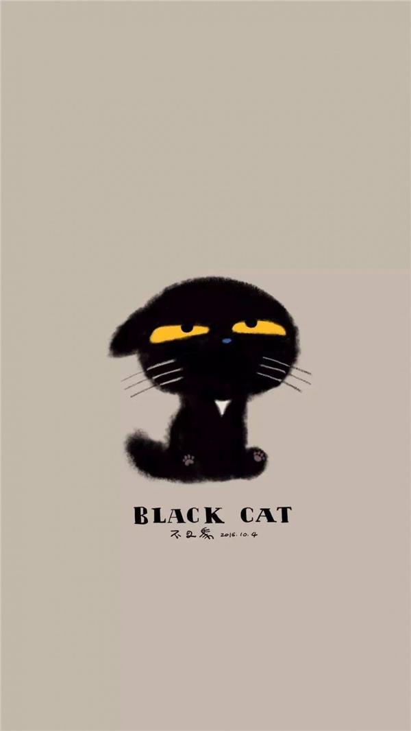 个性黑猫卡通图片高清手机壁纸_2802136