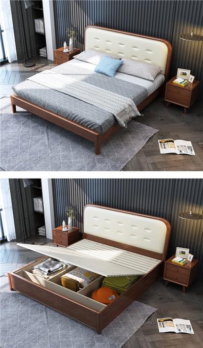 欧实木床1.8米双人床主卧简约现代橡木日式床1.5m卧室婚床家具
