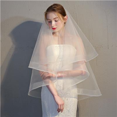韩式新娘头纱 女 超仙 双层造型 婚礼婚纱头饰 森系 结婚短款头纱