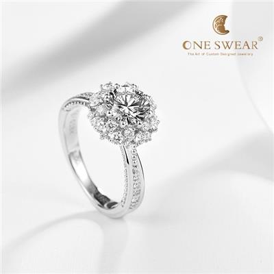 新品oneswear梵誓雪之语多爪18k订婚钻石戒托求婚结婚铂金钻戒指