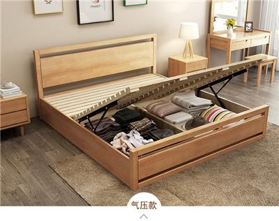 北欧实木床主卧1.5m单双人现代简约1.8米日式卧室高箱储物床婚床