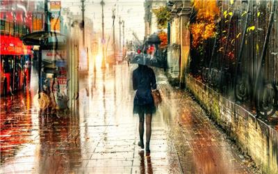 个人雨中打伞孤单背影伤感图片